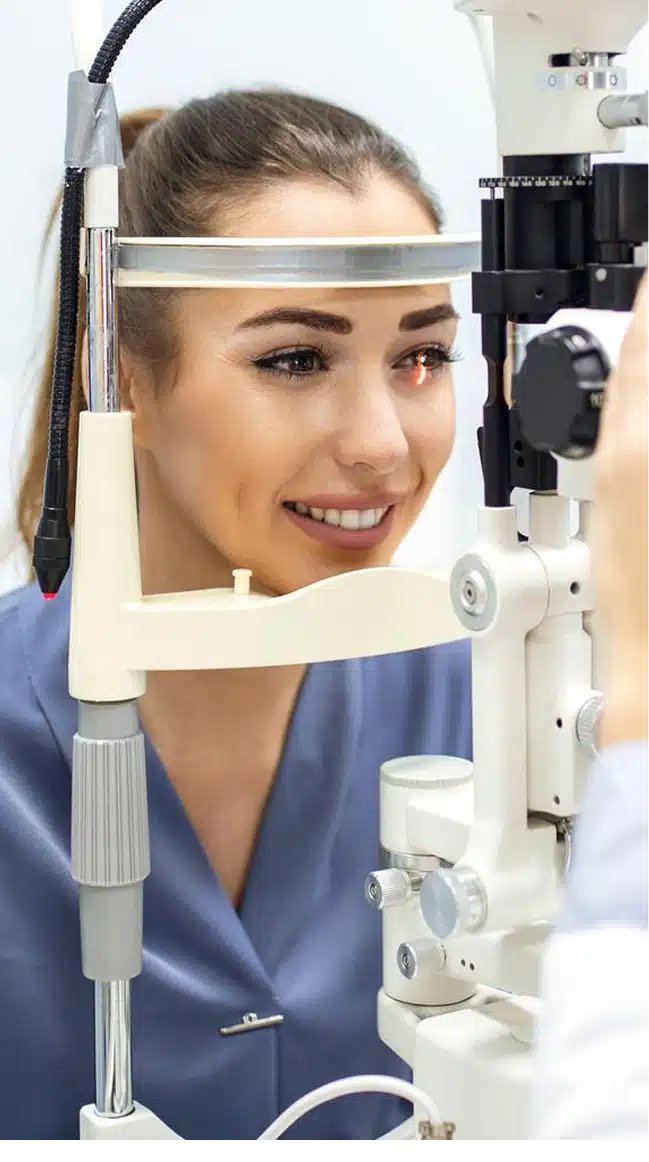 Ophthalmologist examining a patient's eyes at an eye clinic